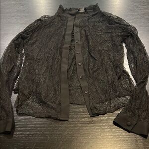 Bebe Black Sheer Lace Top